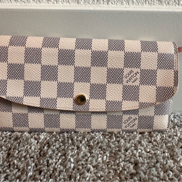 Louis Vuitton Damier Azur Wallet Rose Ballerine Pink Emilie Wallet - Picture 1 of 8